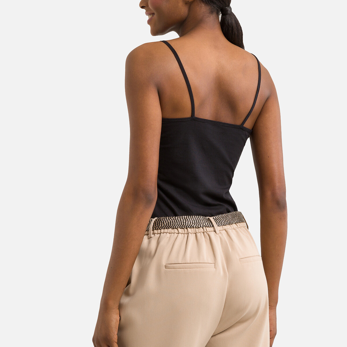 Cotton Vest Top with Lace Trim black, VERO MODA