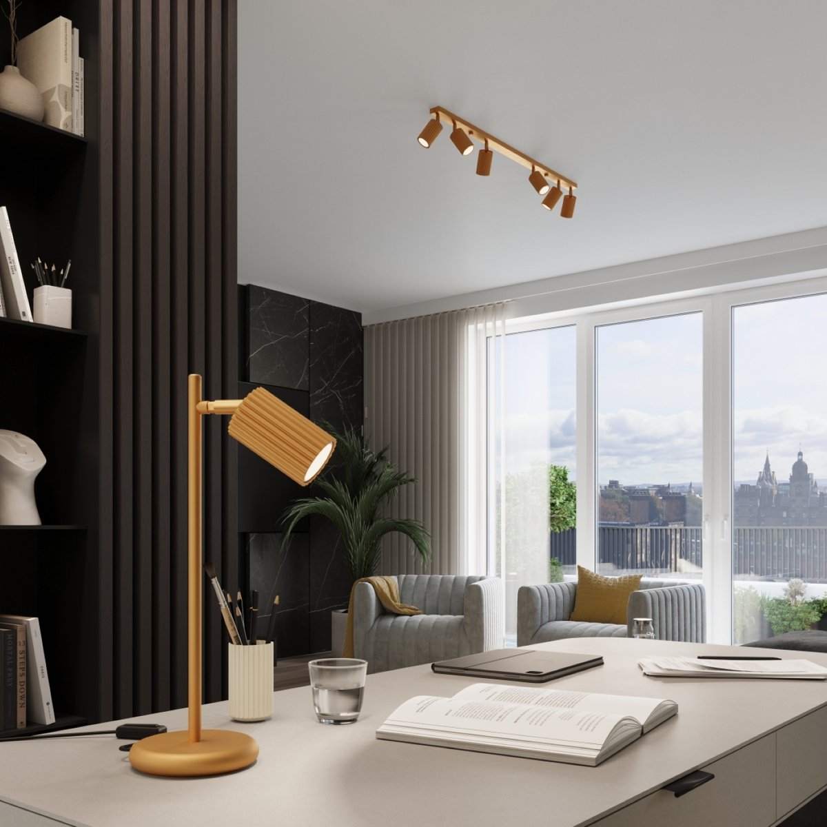 Lampe à poser Aluminium Doré GU10 1 Karbon jaune, EDEN