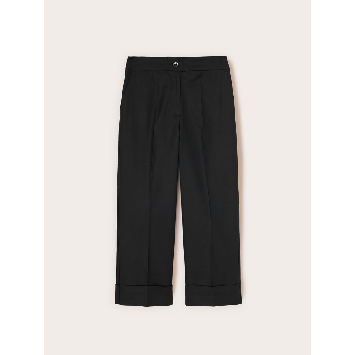 Pantalon large en tissu technique mélangé coton noir, MOTIVI