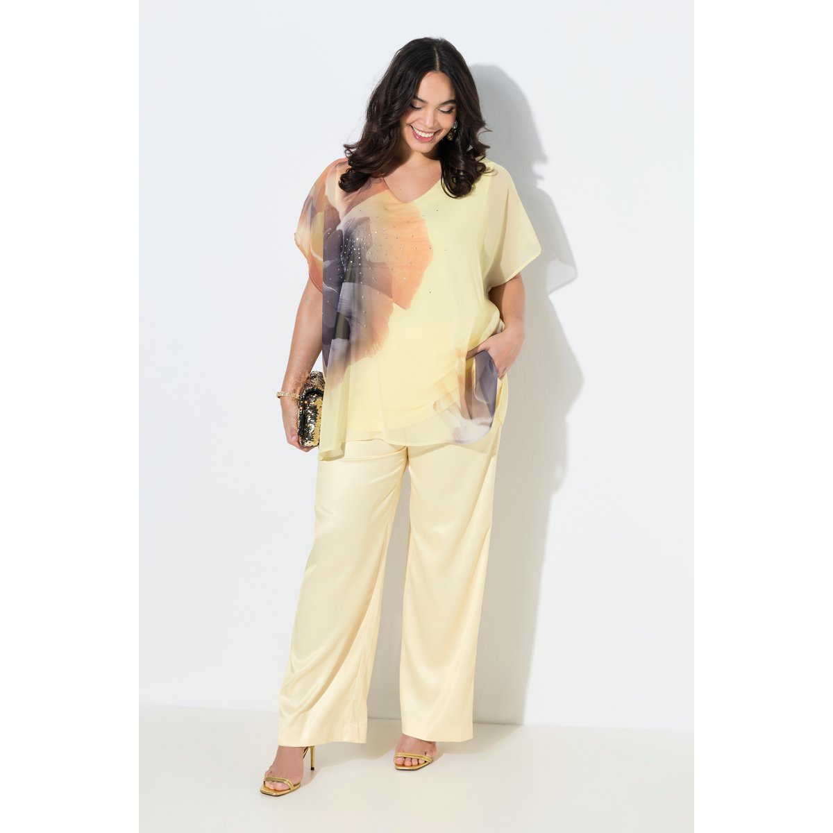 Pantalon Mary à taille élastique jaune pâle, ULLA POPKEN