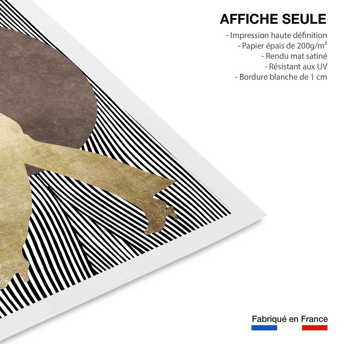 Poster silhouette femme à chapeau affiche seule, HEXOA