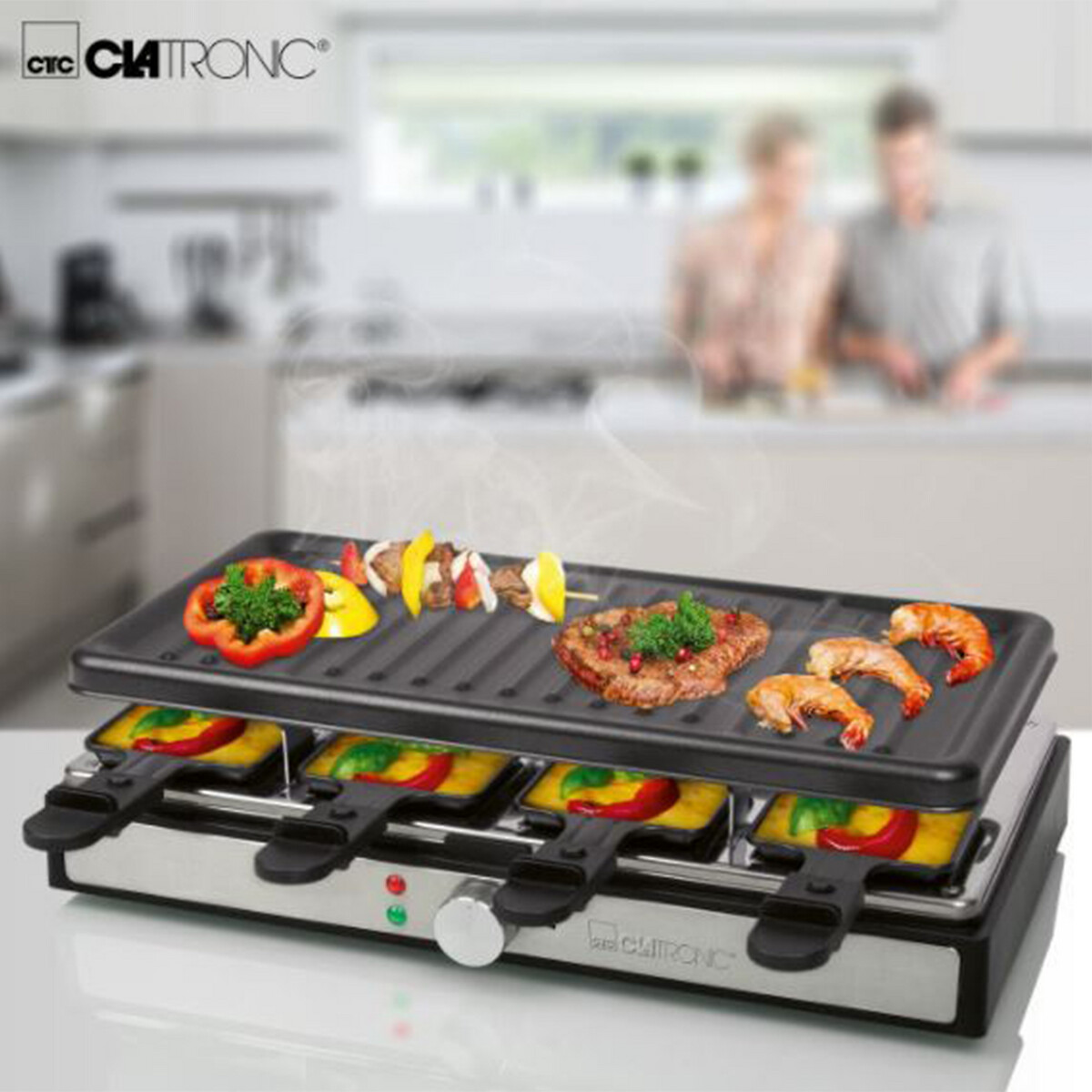 Raclette-Grill para 8 pessoas, da Clatronic preto , CLATRONIC