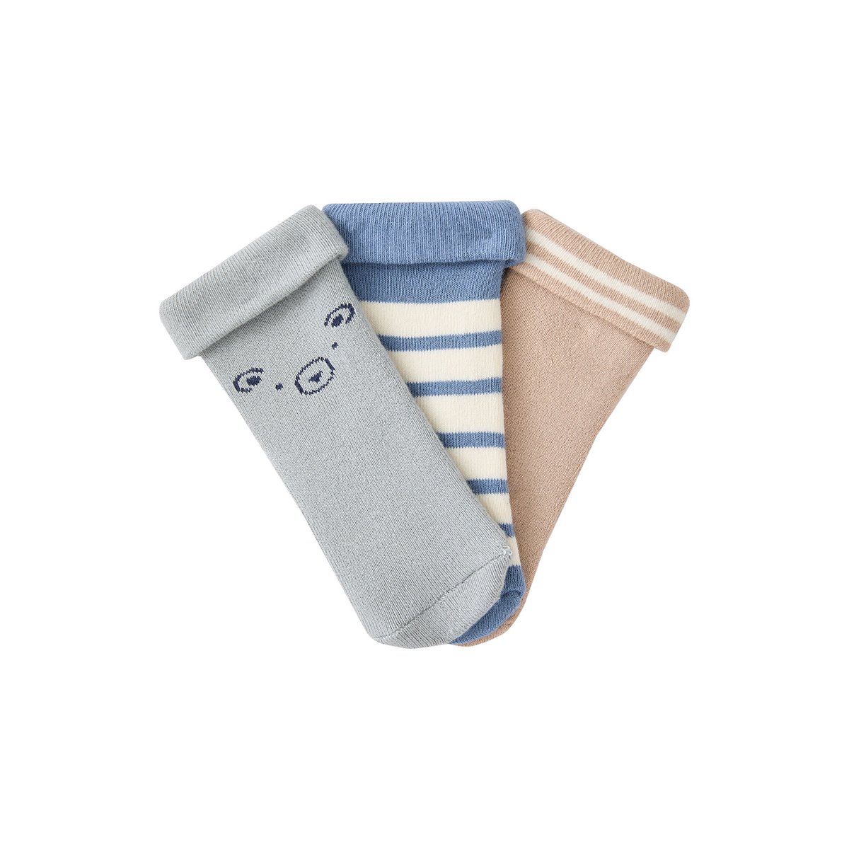 Lot de 3 soquettes beige, VERTBAUDET