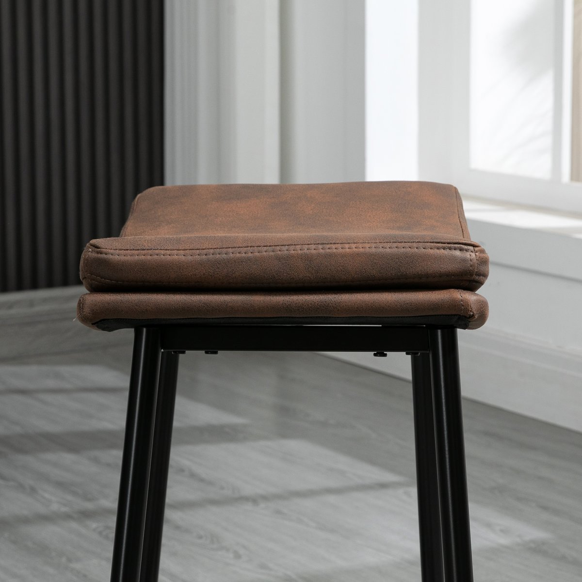 Tabouret de bar Microfibre (100% polyester) marron, noir, HOMCOM