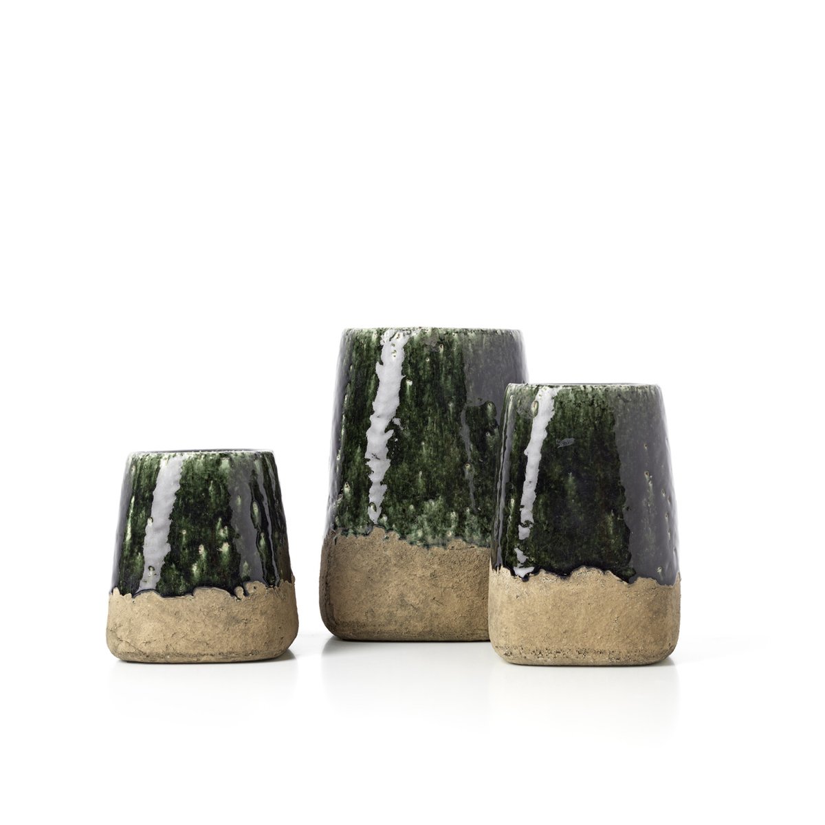 Cache-pot conique en béton MOSS vert forêt, BAZAR BIZAR