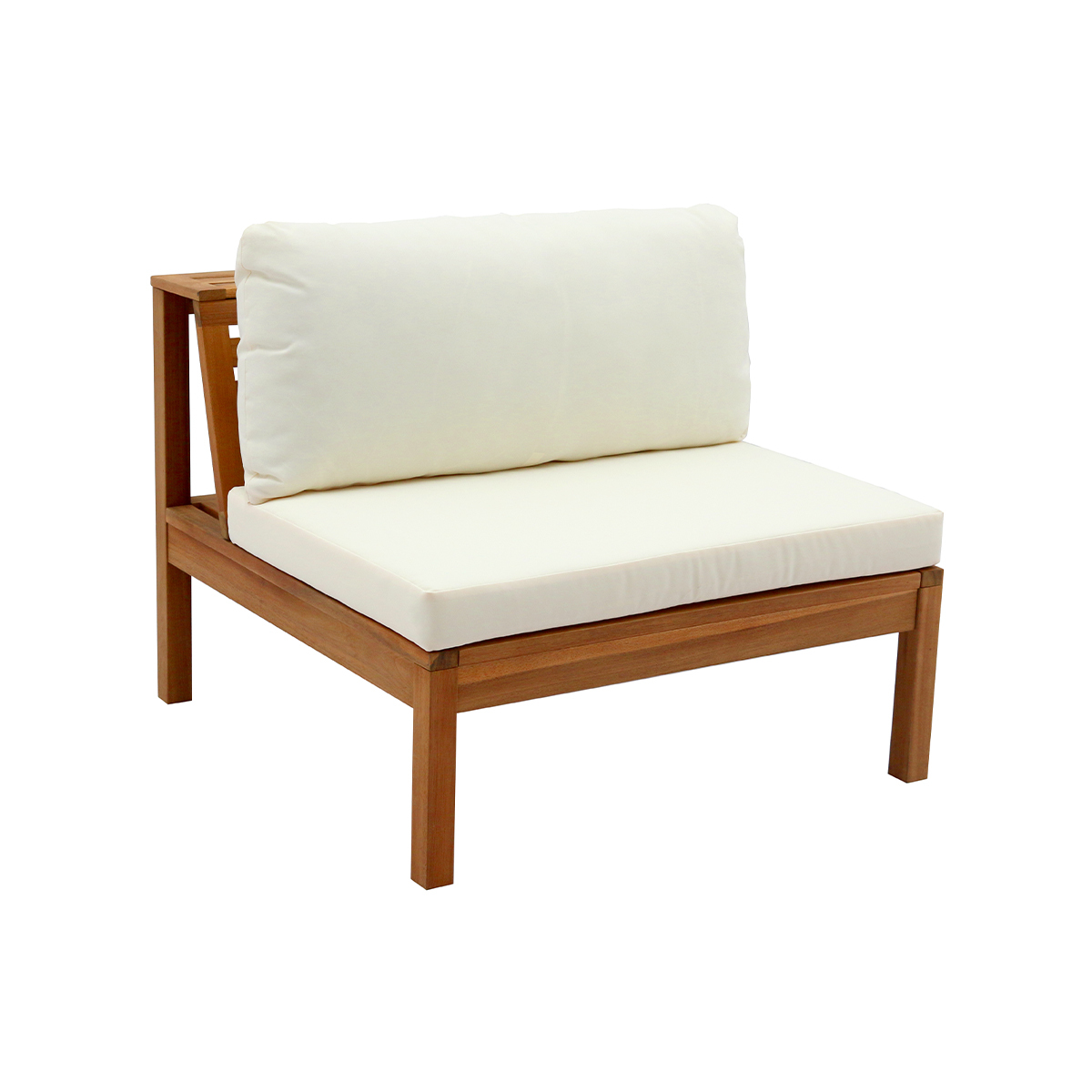 Salon de jardin d'angle 6 places en bois massif avec coussins déhoussables taupe BELIZE blanc, MILIBOO