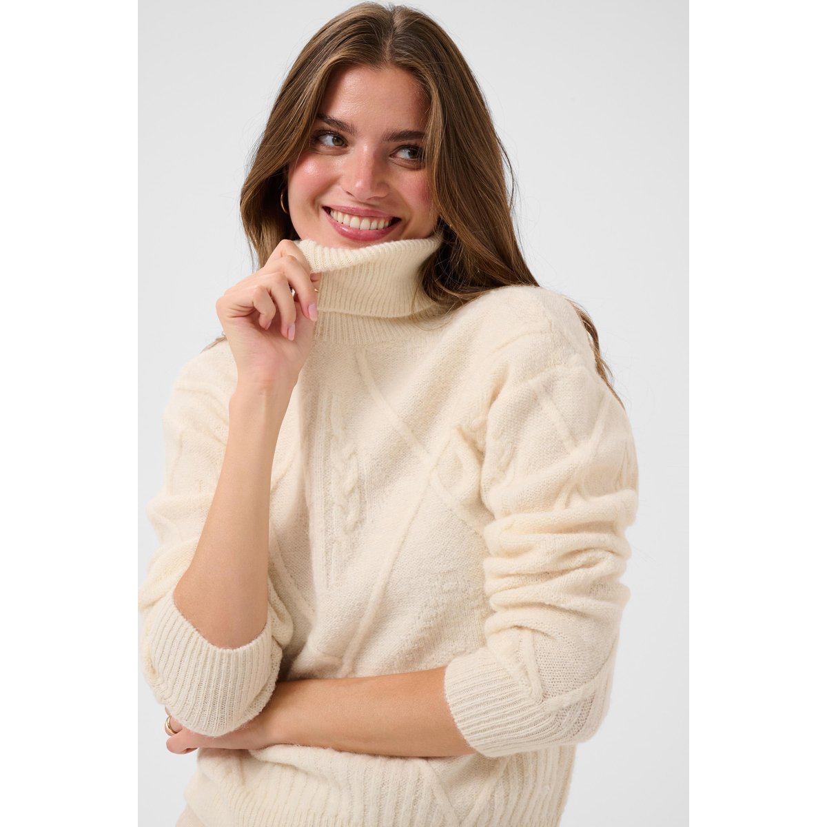 Pullover tricoté blanc whisper white, CREAM