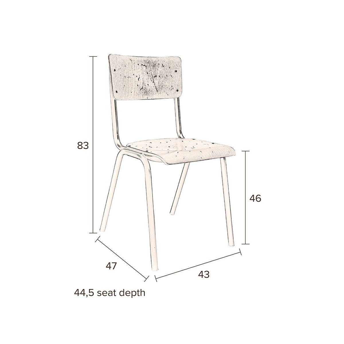 Chaise design empilable en bois, SCUOLA marron, DUTCHBONE