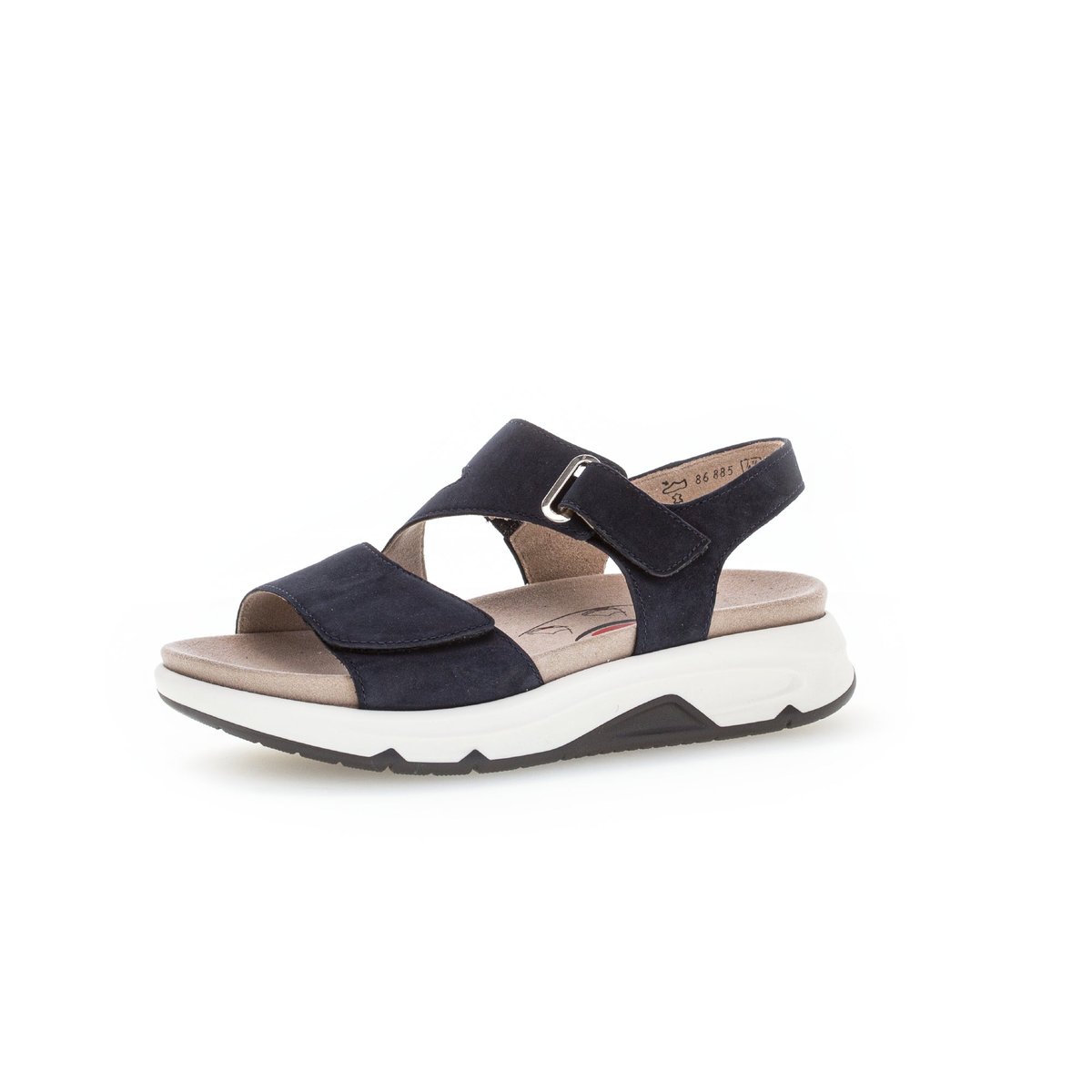 Sandales en cuir velours à talon compensé bleu velours, GABOR