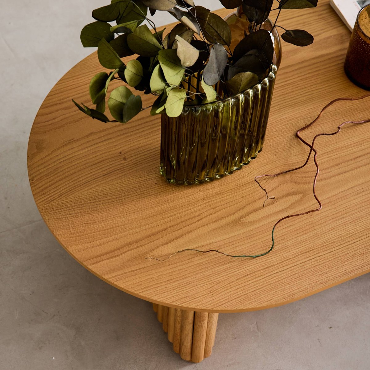 Table basse ovale bois d'hévéa placage chêne GABRIELLE chêne, SWEEEK