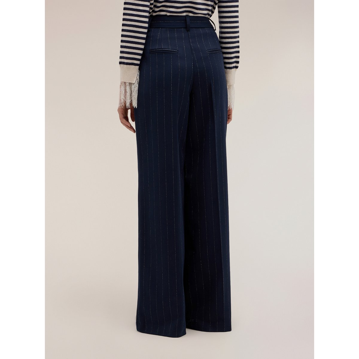 Pantalon palazzo à rayures bleu, MOTIVI
