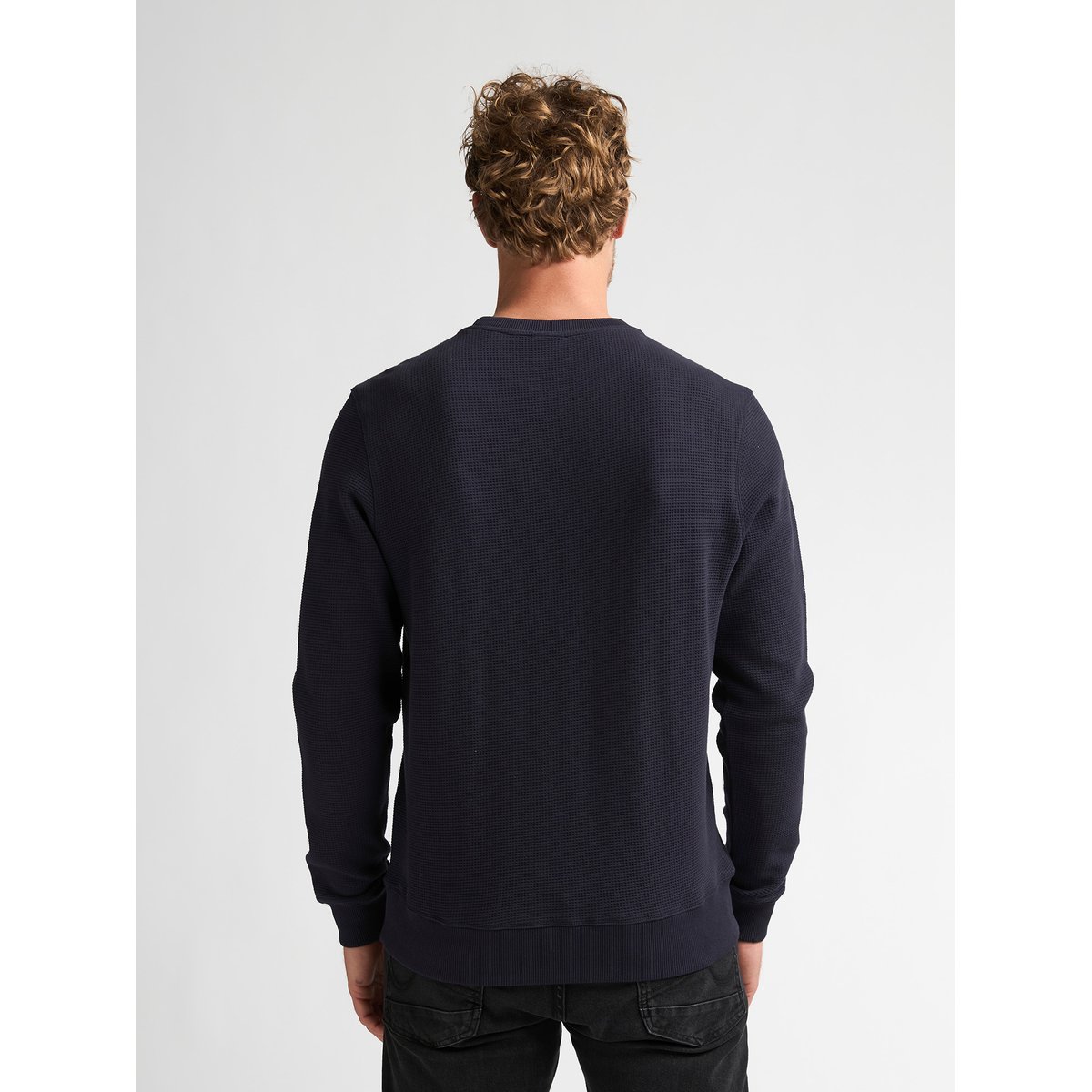 Sweat  en maille gaufrée ironmont bleu royal navy, PETROL INDUSTRIES