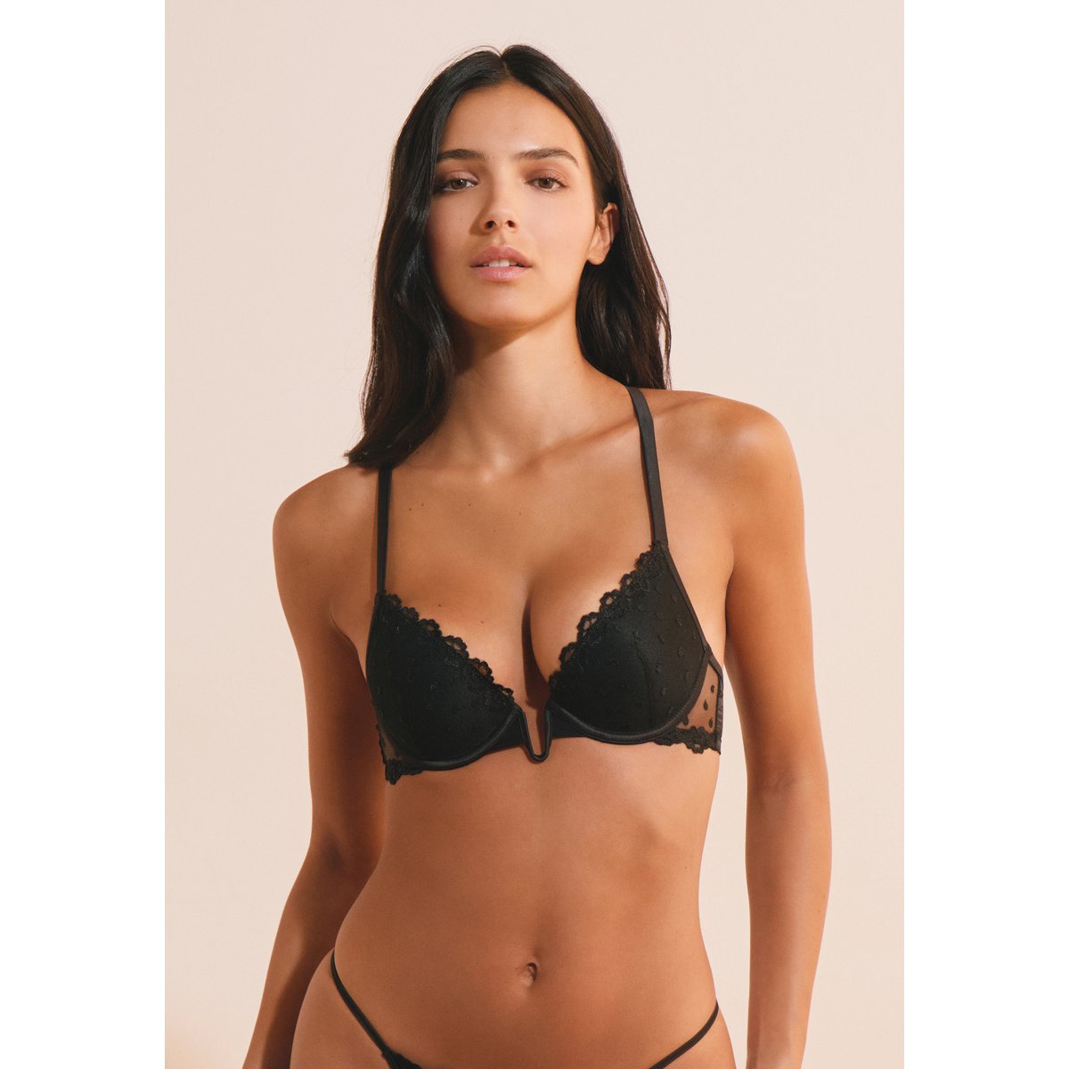 Soutien-gorge N.2 - Le push-up plongeant en broderie ELOA noir, ETAM