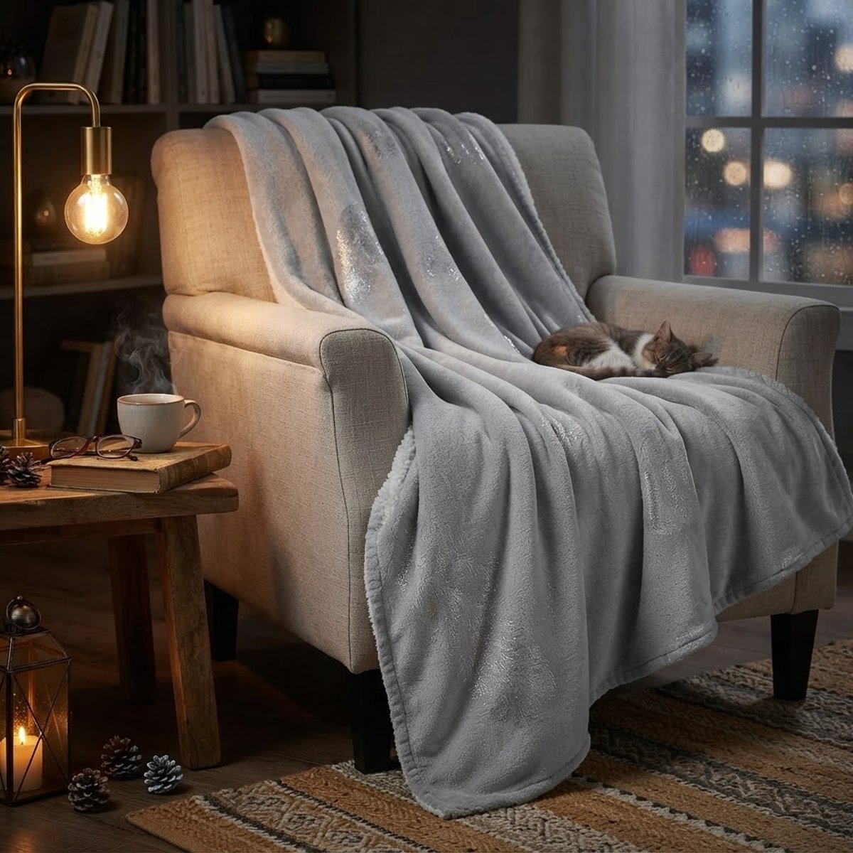 Plaid polaire Plumette gris, EDEN