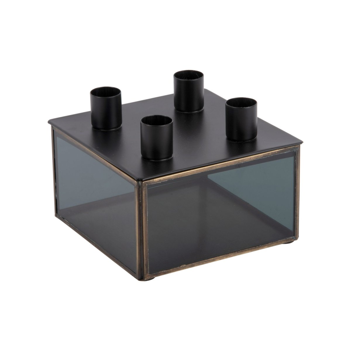 Chandelier Verre BOXED SQUARE noir mat, PRESENT TIME