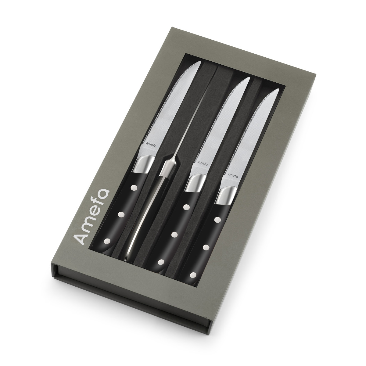 Coffret de 4 couteaux steak - ACHILLE noir, AMEFA