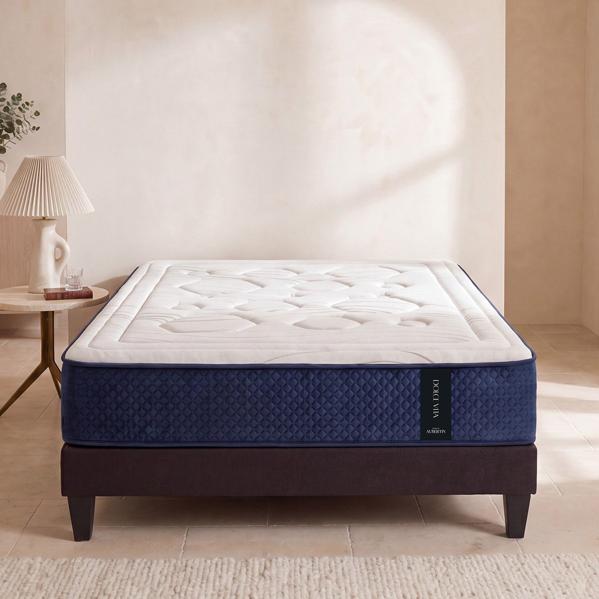 Ensemble Matelas DOLCE VITA et Sommier AURORE blanc, MAISON AUBERTIN
