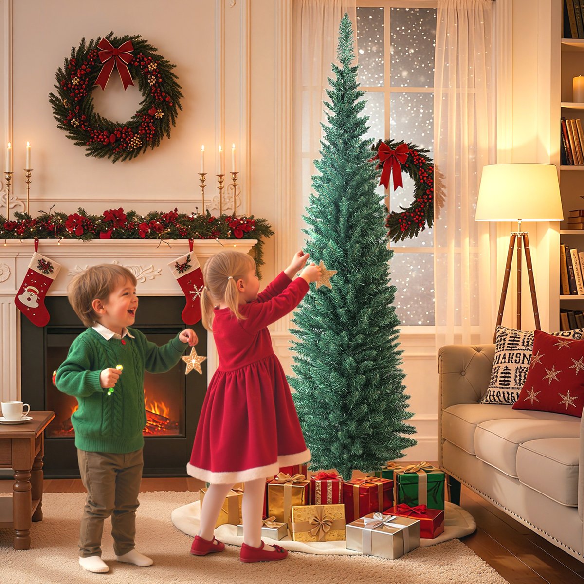 Sapin de Noël Plastique Vert vert, HOMCOM