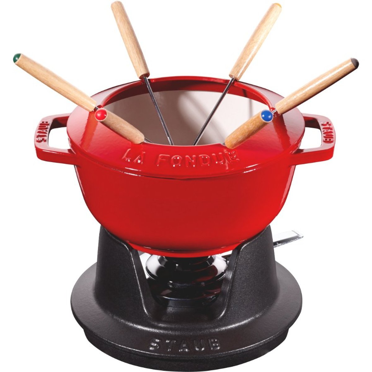 STAUB Service à fondue fonte 18 cm. induction. four. Cerise cerise, STAUB
