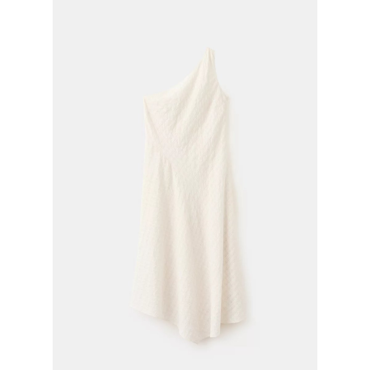 Robe asymétrique texturée carreaux écru, MANGO