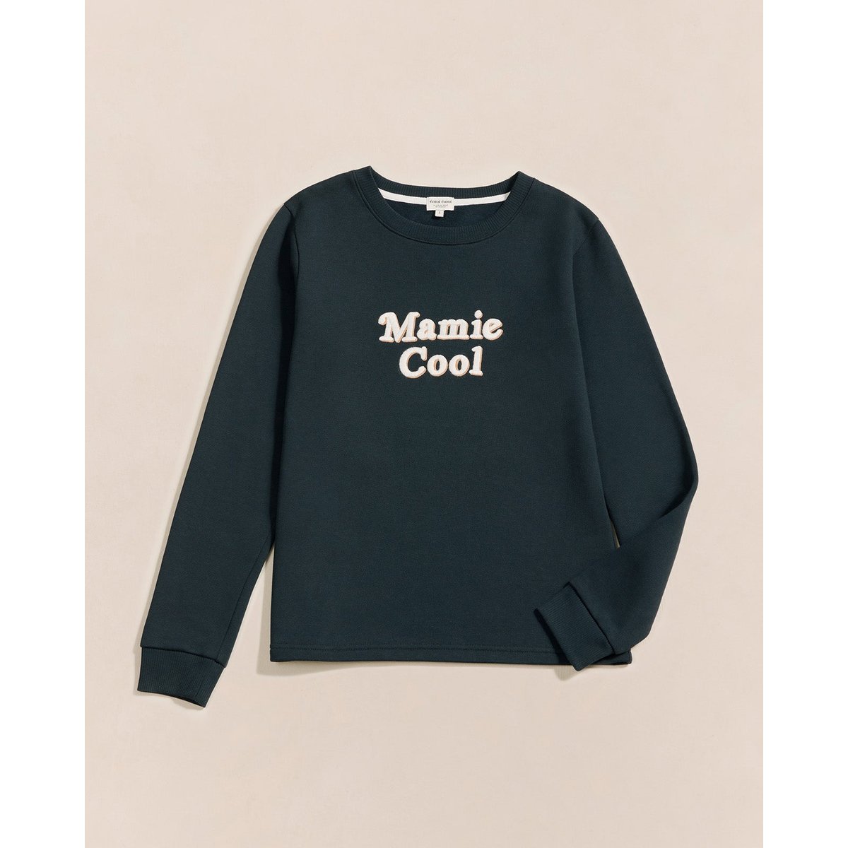 Sweat brodé en coton bio, COOL bleu - charbon, EMOI EMOI