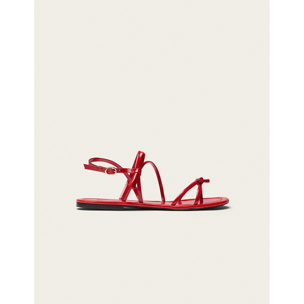 Sandales NILU cuir plissé verni rouge, ODAJE