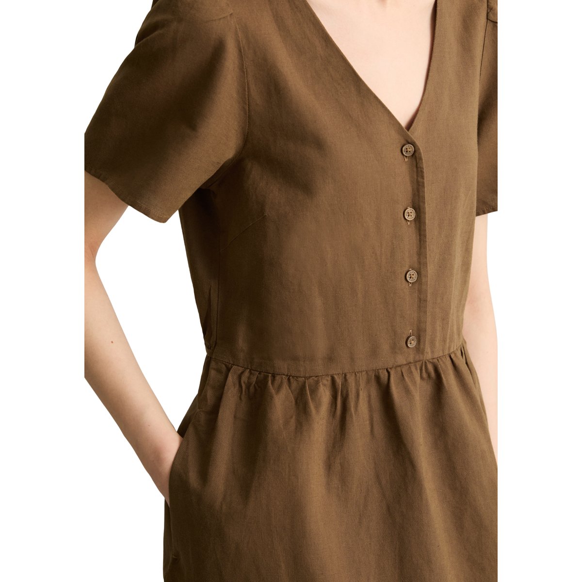 Robe regular en mélange de lin et de coton marron, MARC O’POLO DENIM