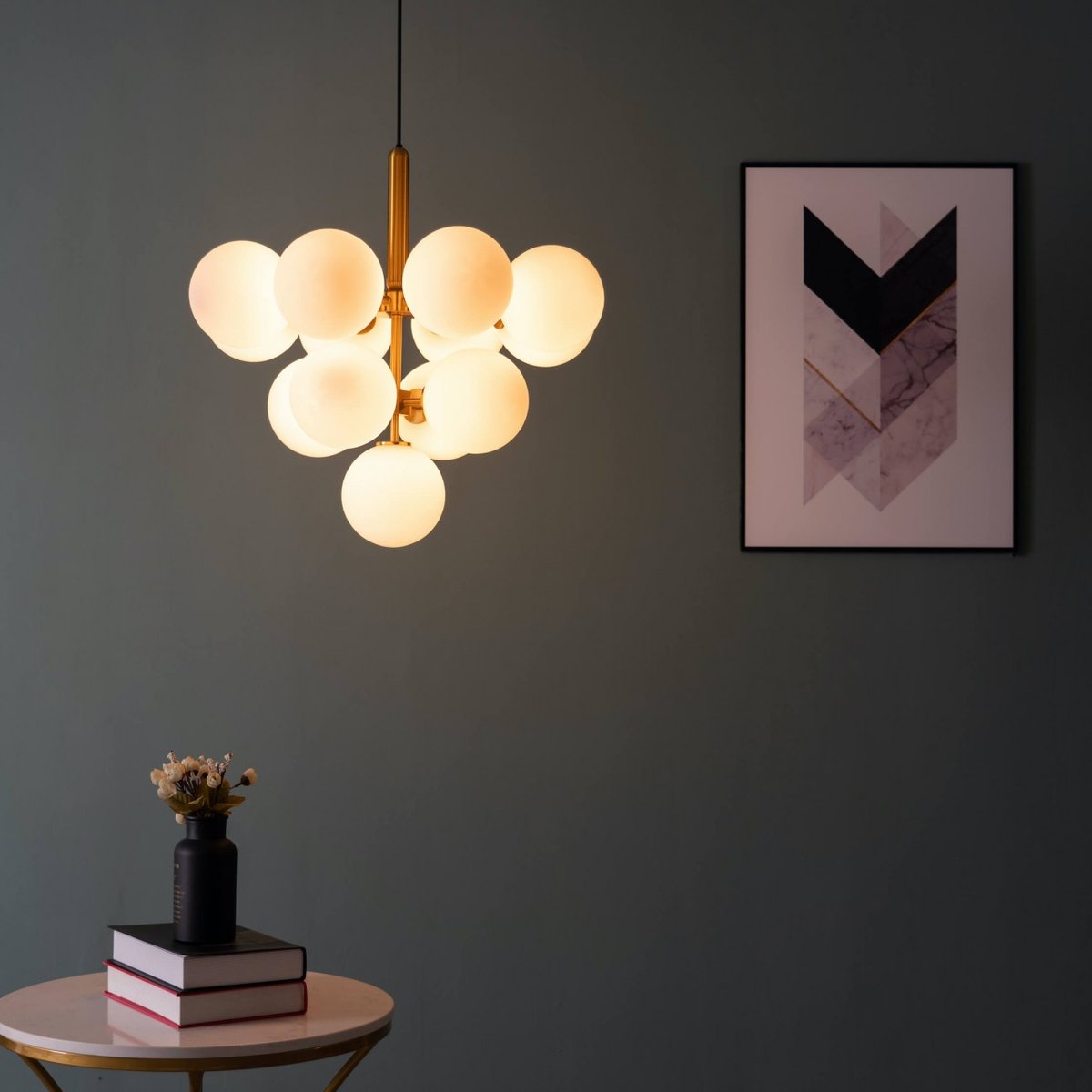 Majestueuse suspension moderne - CORETTA laiton et blanc, KOSILUM