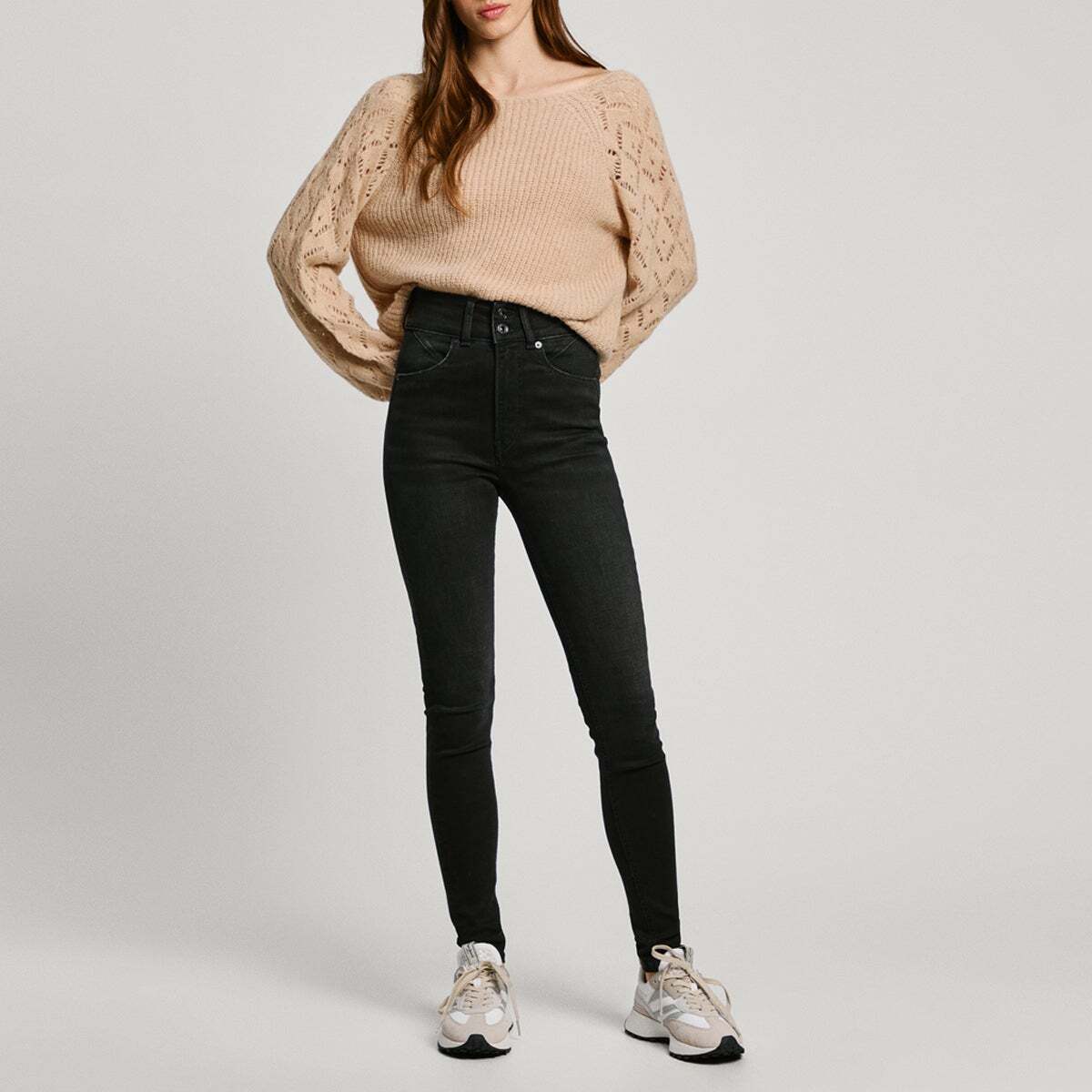 Jean Coupe Super Skinny, Taille Haute black used, PEPE JEANS