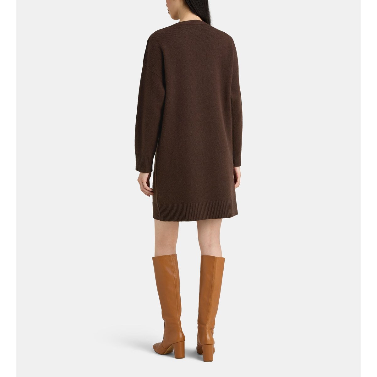 Robe pull courte droite oprince laine marron chocolat, JODHPUR