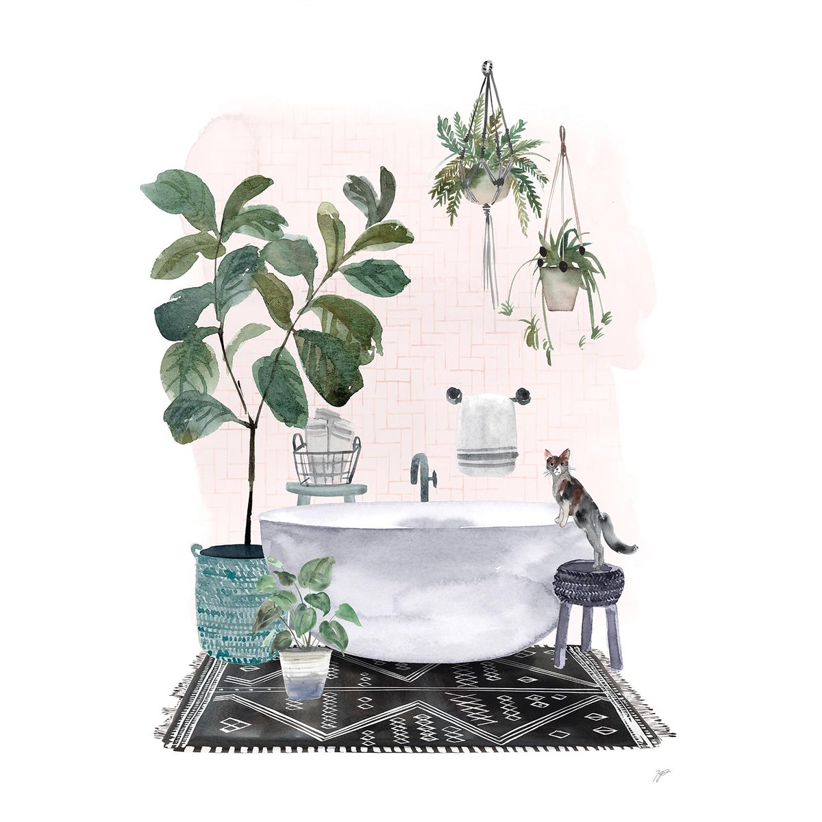 Tableau zen bain dans la cour tableau alu dibond, HEXOA