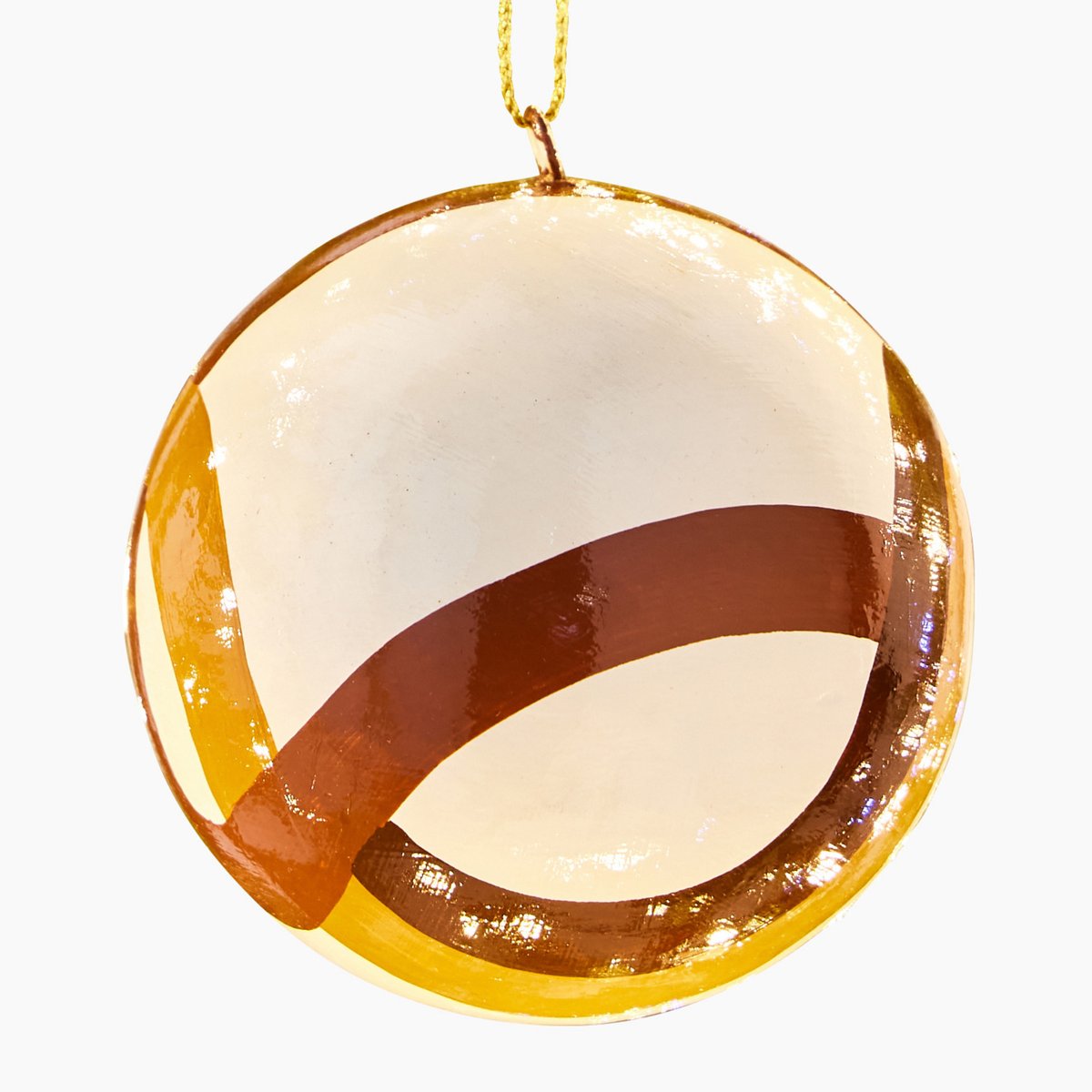 Boule peint main, 8cm, en papier recyclé blanc, MONOPRIX