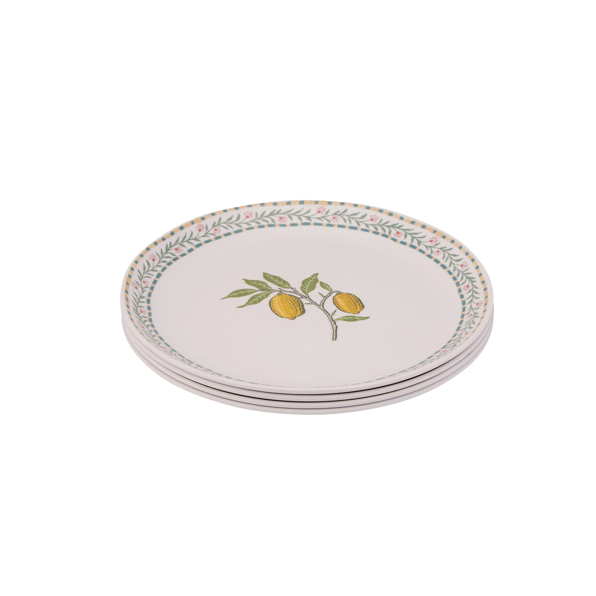 Set of 4 Fruit Melamine Dinner Plates multi-coloured, WILLIAM MORRIS AT HOME