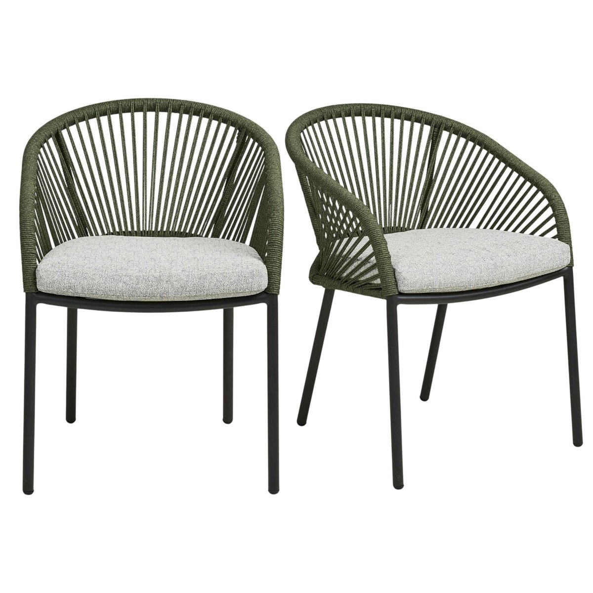 Fauteuil structure alu + coussin (lot de 2) KUTA vert, PIER IMPORT