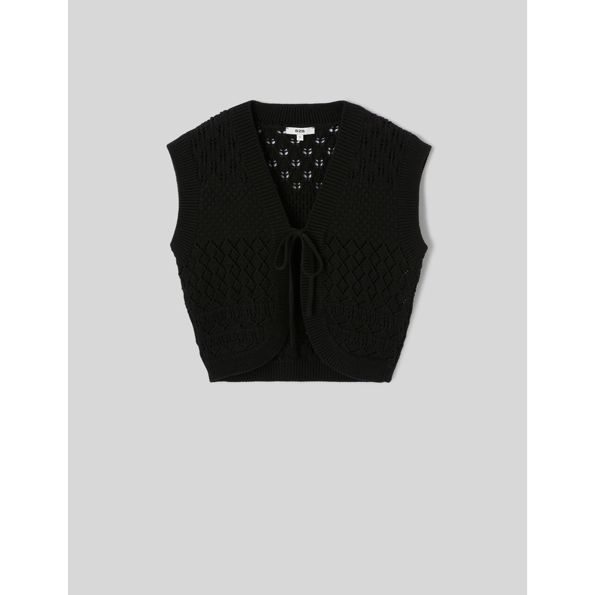 Gilet court en crochet noir, BZB