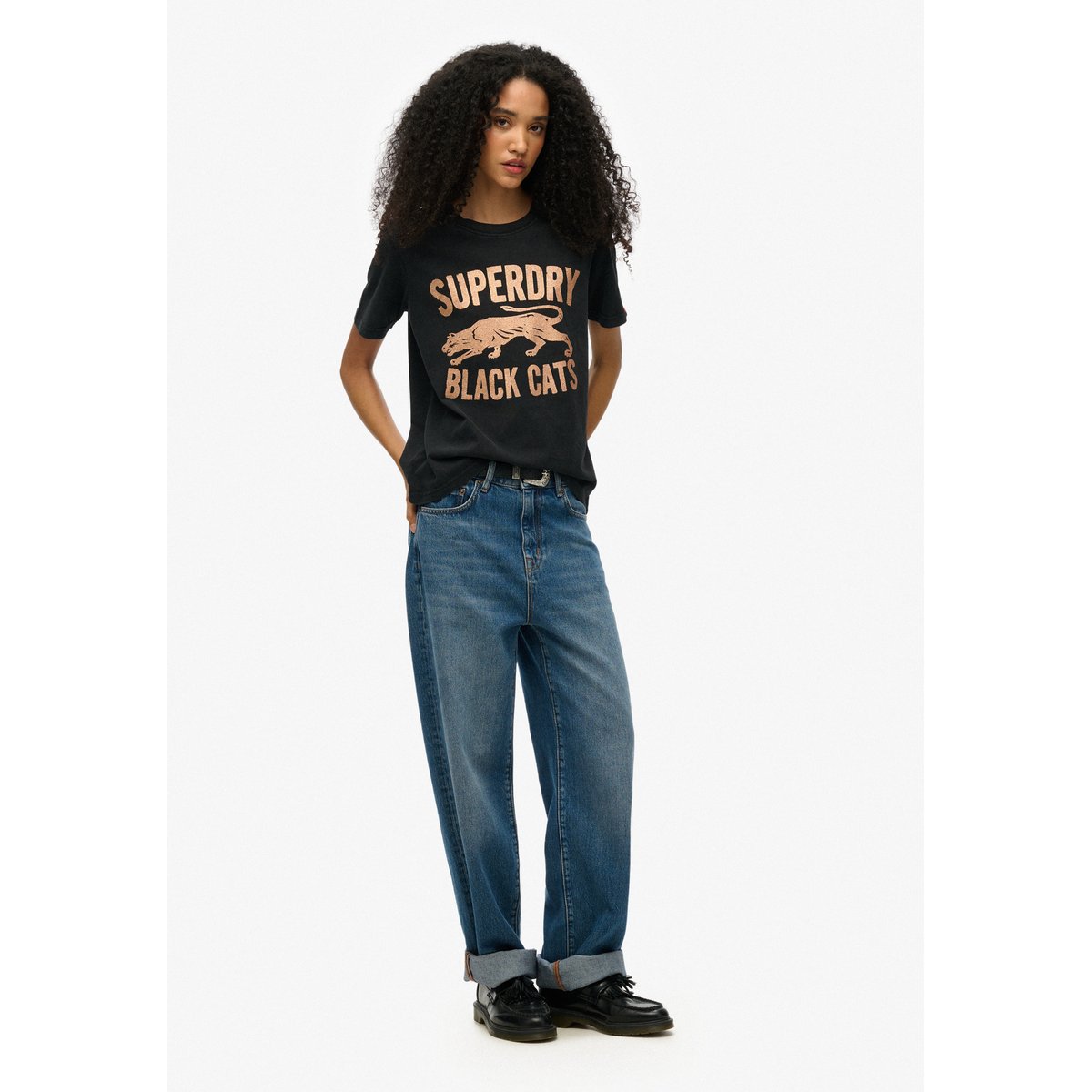 T-shirt Varsity Décontracté à Ornements noir délavé, SUPERDRY