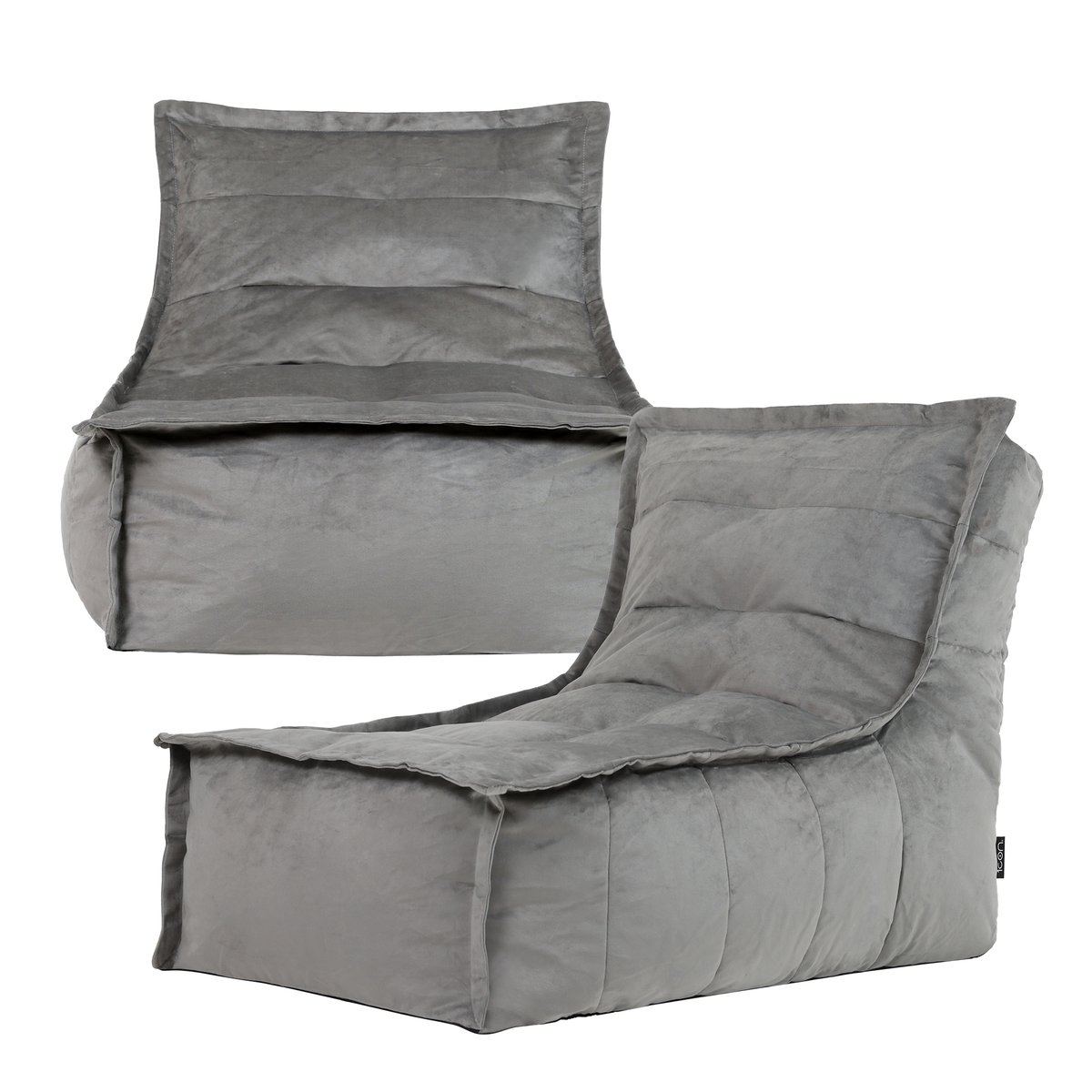 Lot de 2 Poufs chauffeuse velours - DOLCE gris anthracite, ICON