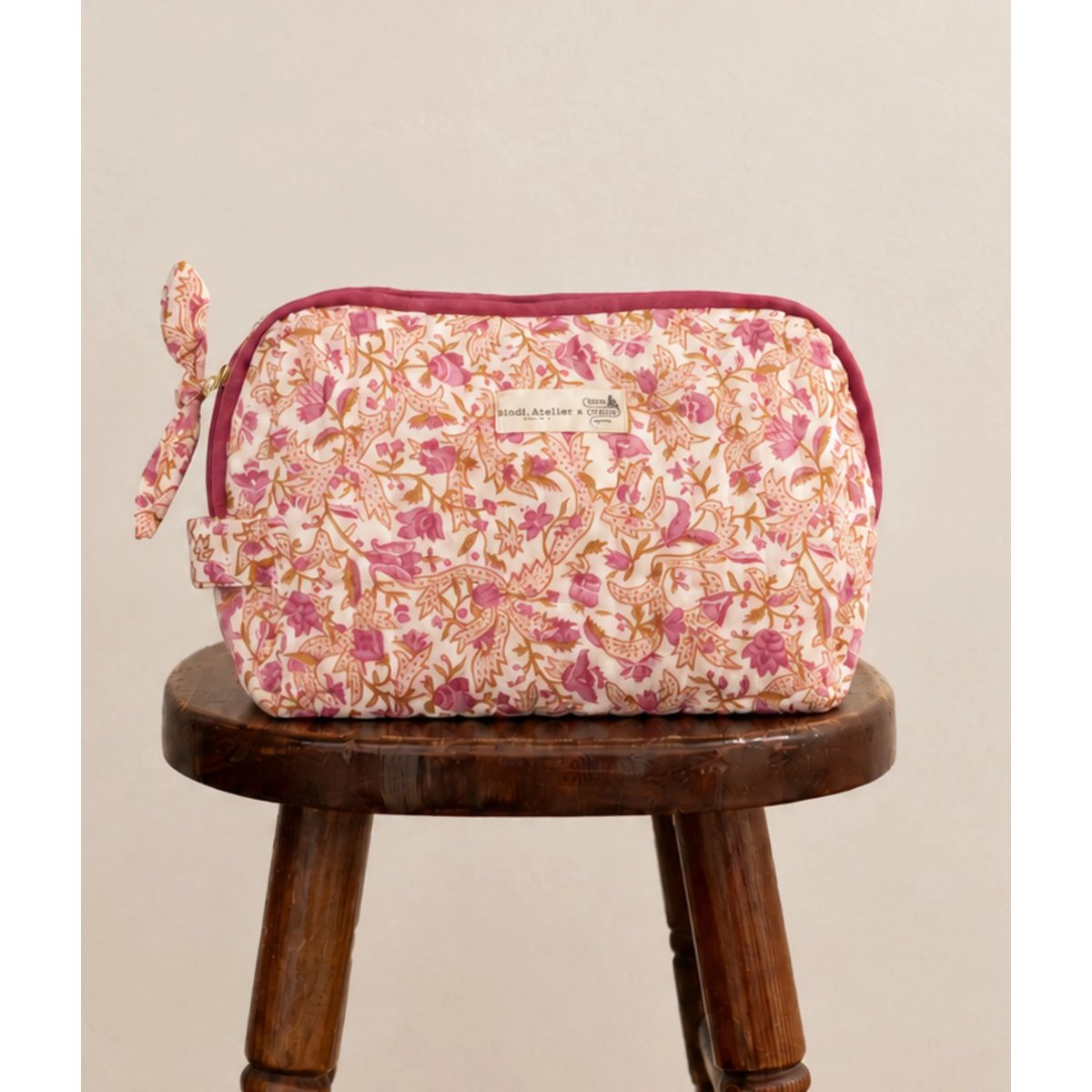 Trousse de toilette Toile de Jouy depuis 1760 - Forest rose blush, BINDI ATELIER