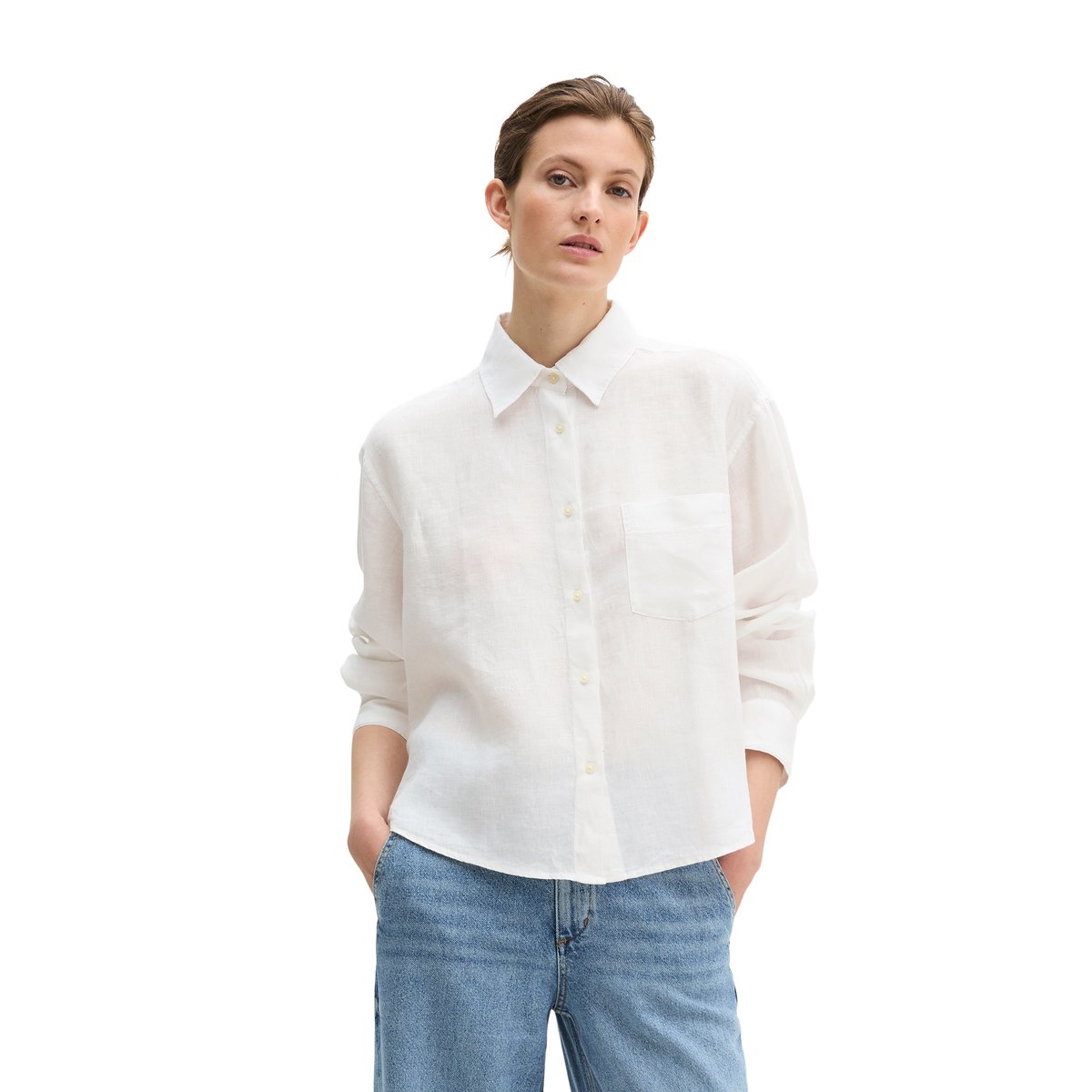 Blouse en lin regular avec fonction de refroidissement naturel blanc, MARC O'POLO