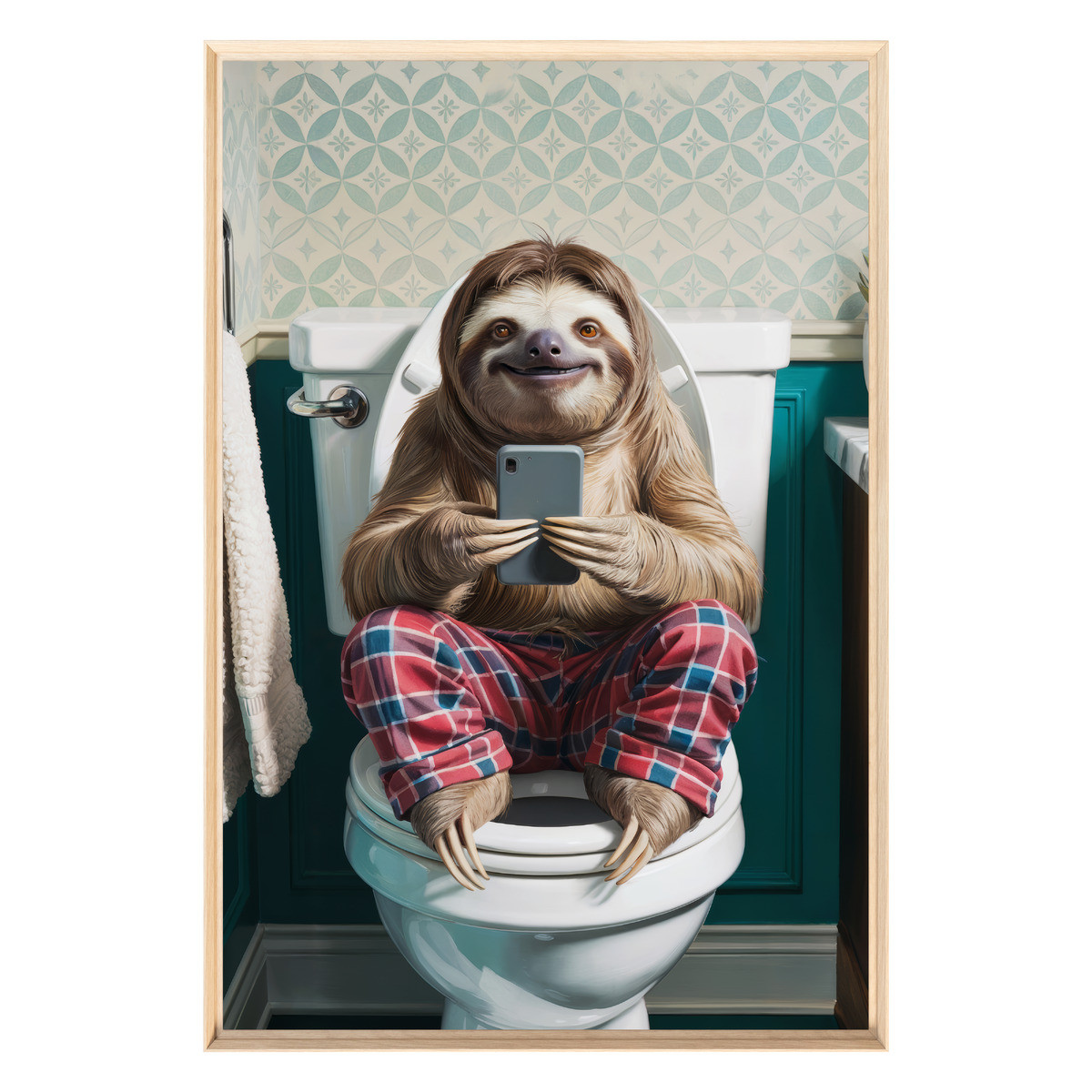 Tableau Mural Encadré Paresseux Aux Toilettes ANIMAUX HUMANISÉS tableaux encadrés, CEANOTHE
