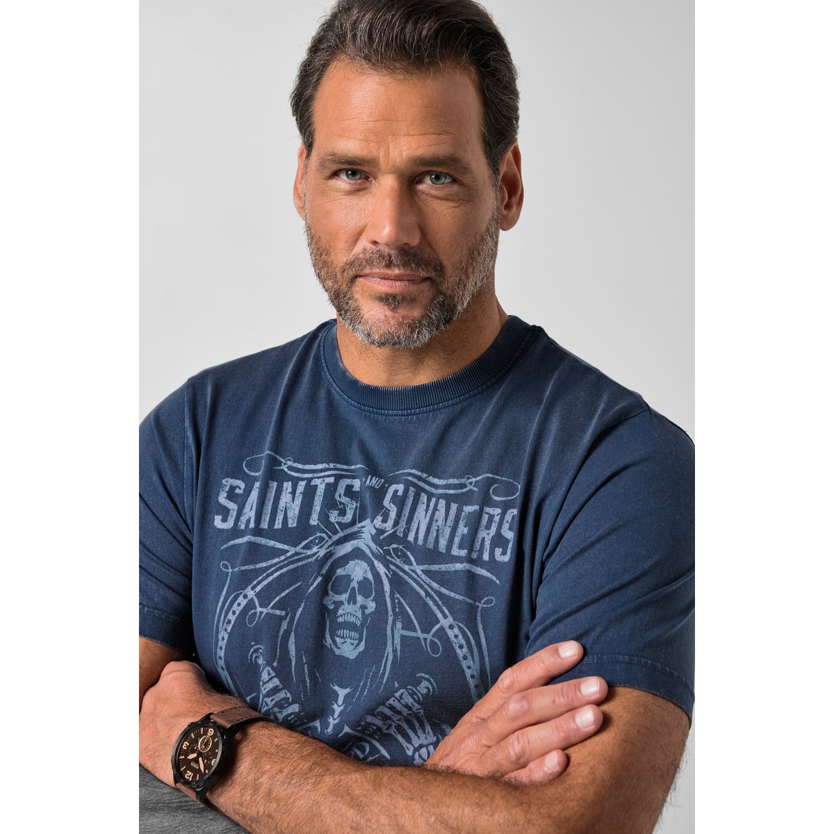 T-shirt, manches mi-hauteur bleu nuit, JP1880