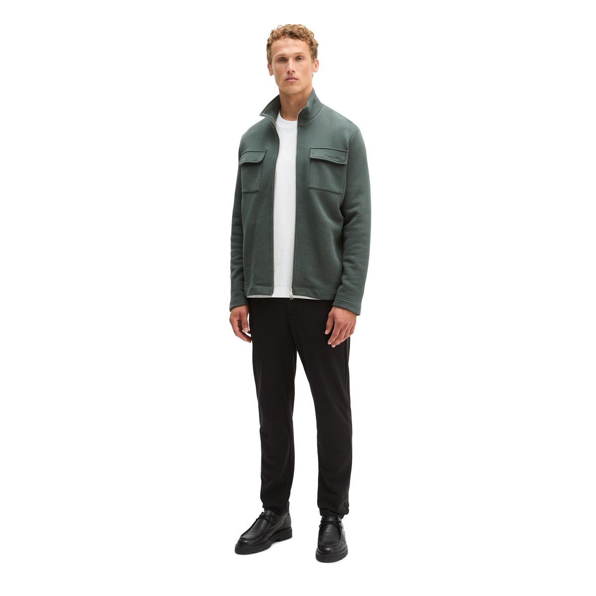 Veste en molleton coupe classique en pur coton biologique gris, MARC O'POLO