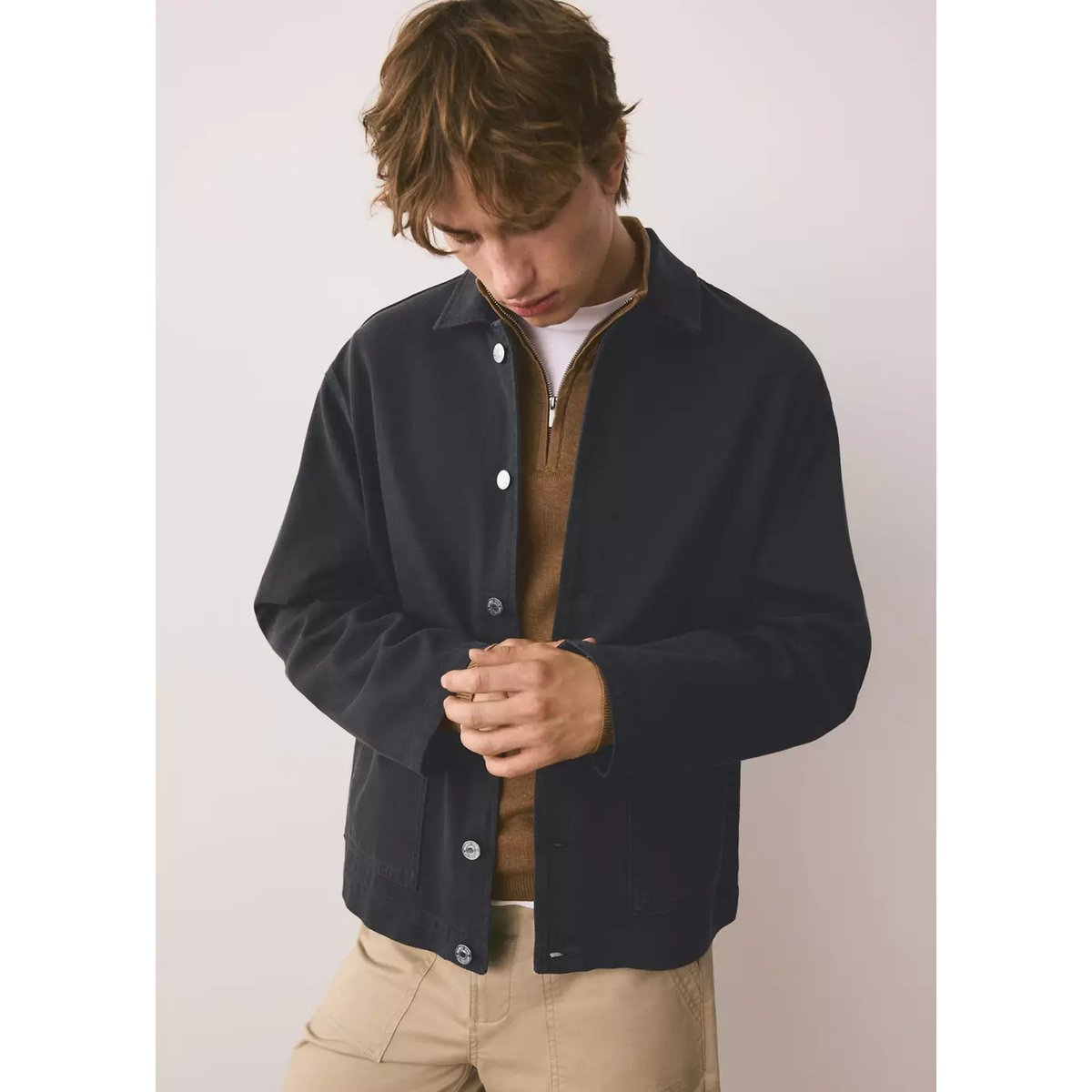 Surchemise en coton à poches plaquées gris anthracite, MANGO TEEN
