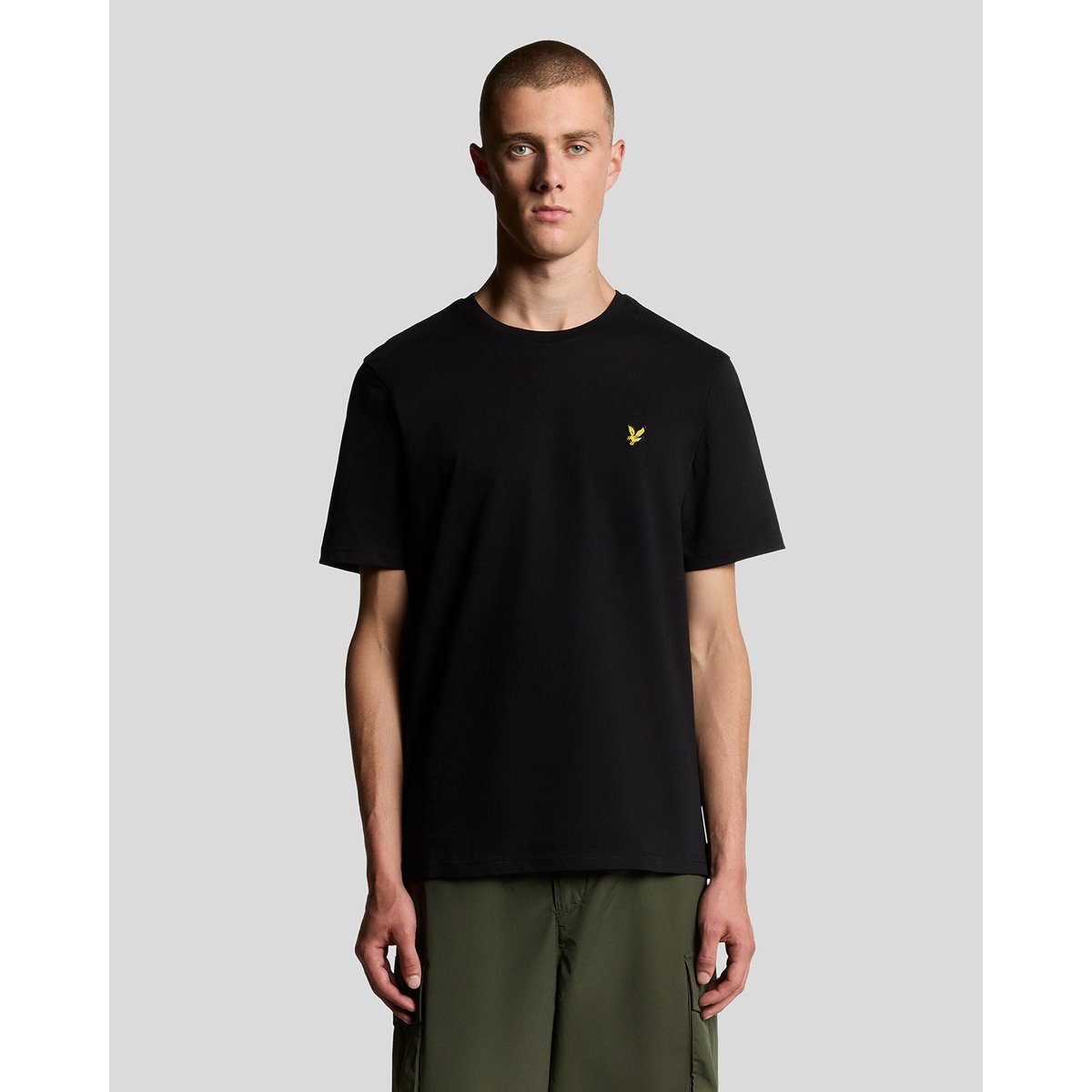T-shirt en coton col rond noir jais, LYLE & SCOTT
