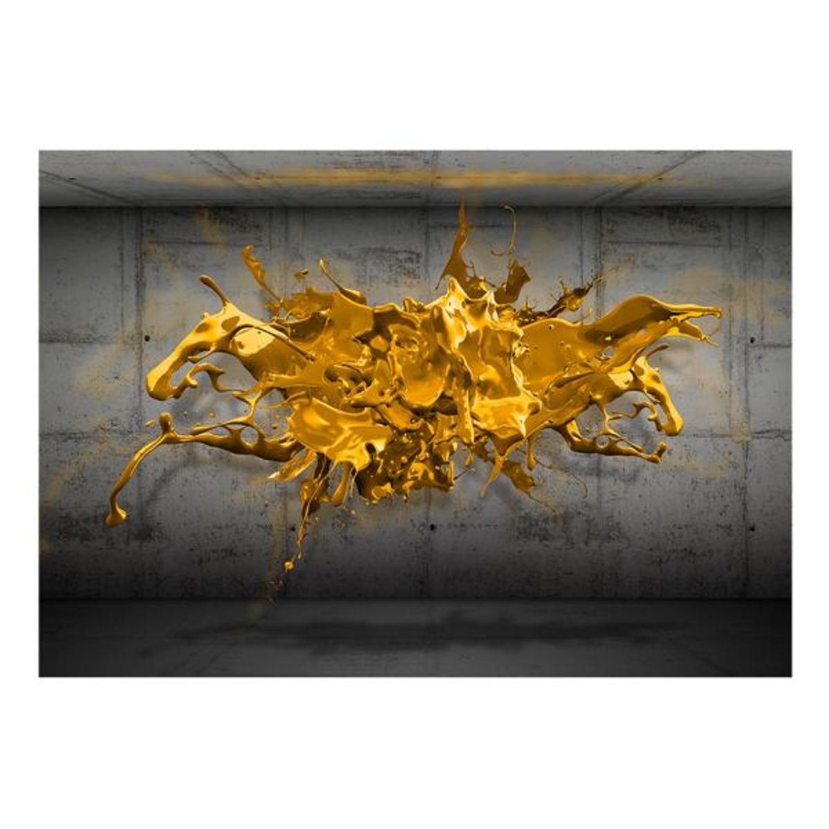 Papier peint intissé panoramique Abstractions Yellow Splash noir, EDEN