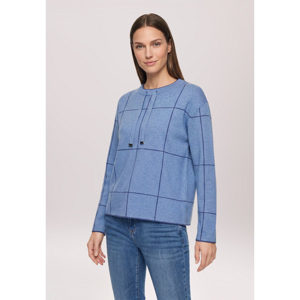 Pull-over en maille à carreaux patch blue/blue, BETTY BARCLAY