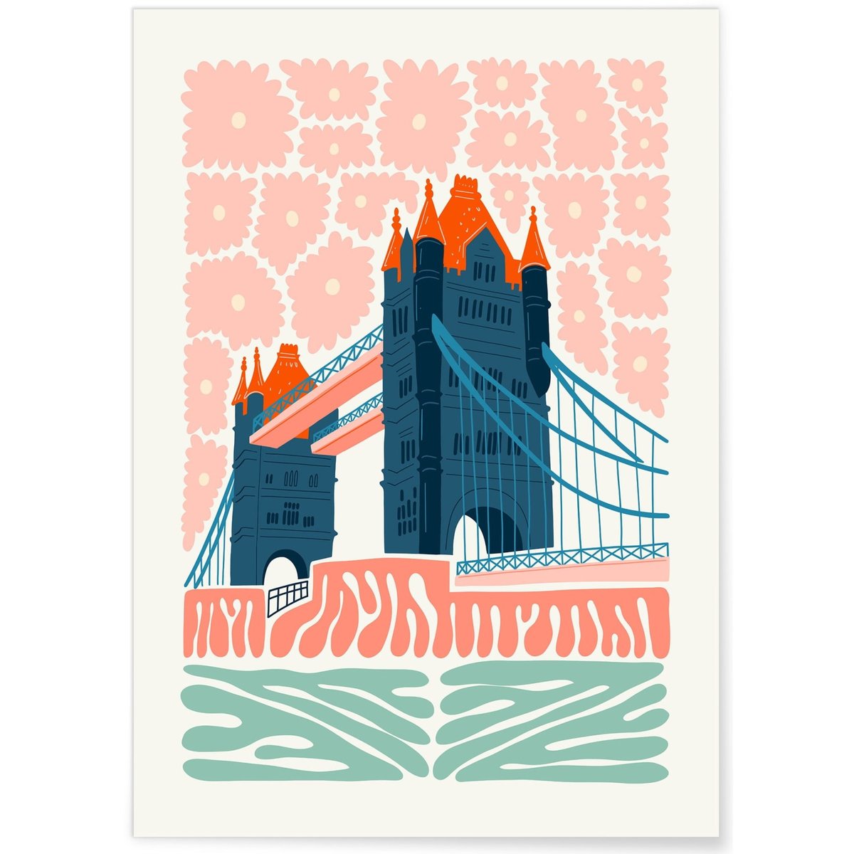 Affiche Londres Tower Bridge blanc, L'AFFICHERIE