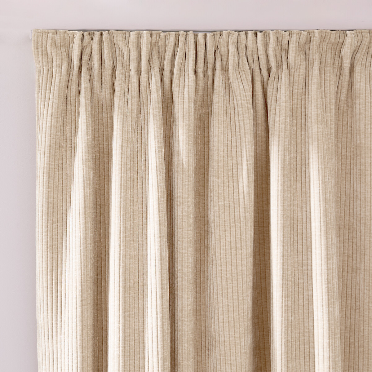 Gordijn van corduroy, met aangerimpelde bies en wave, CARLY beige , LA REDOUTE INTERIEURS