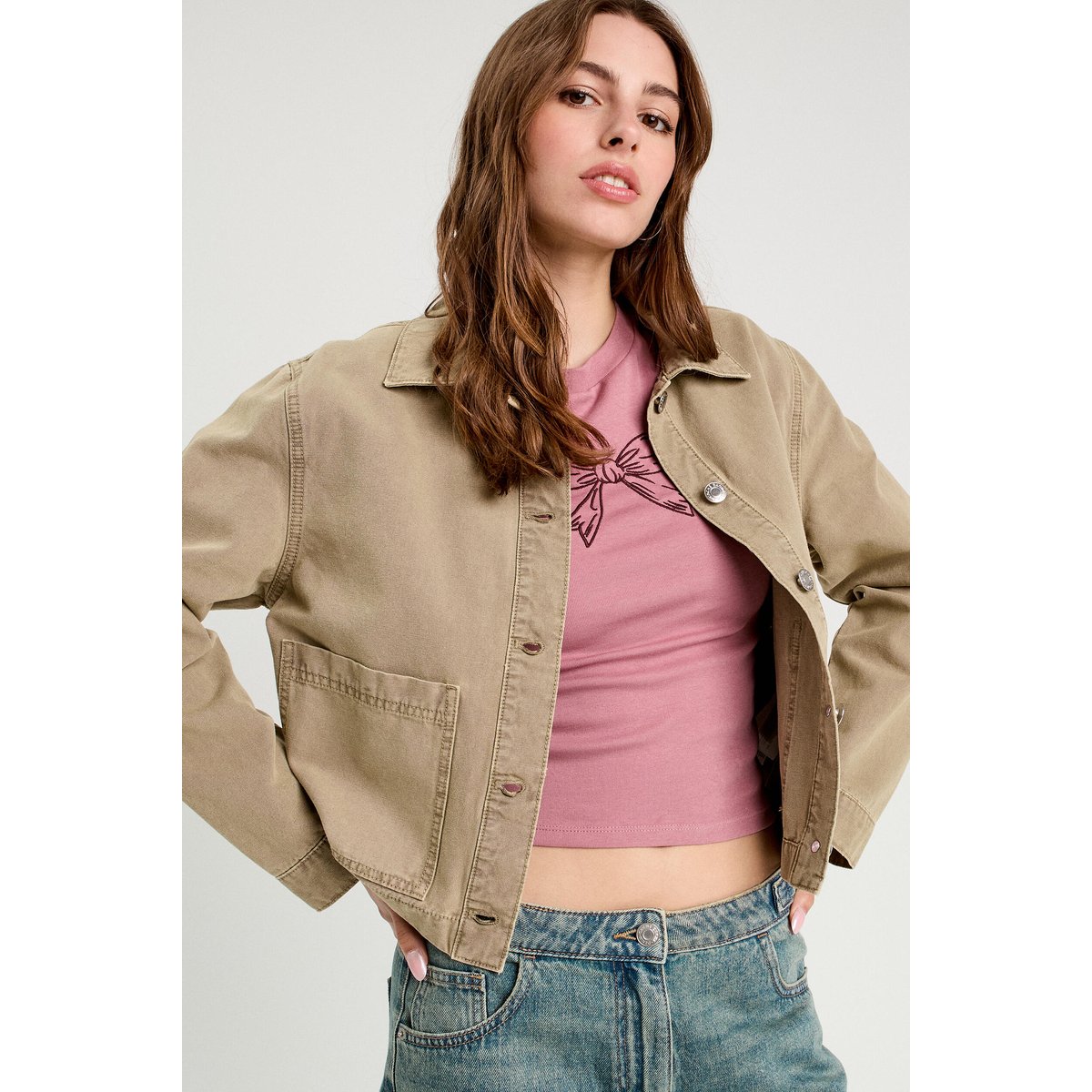 Veste droite boutonnée vert pastel, CACHE CACHE