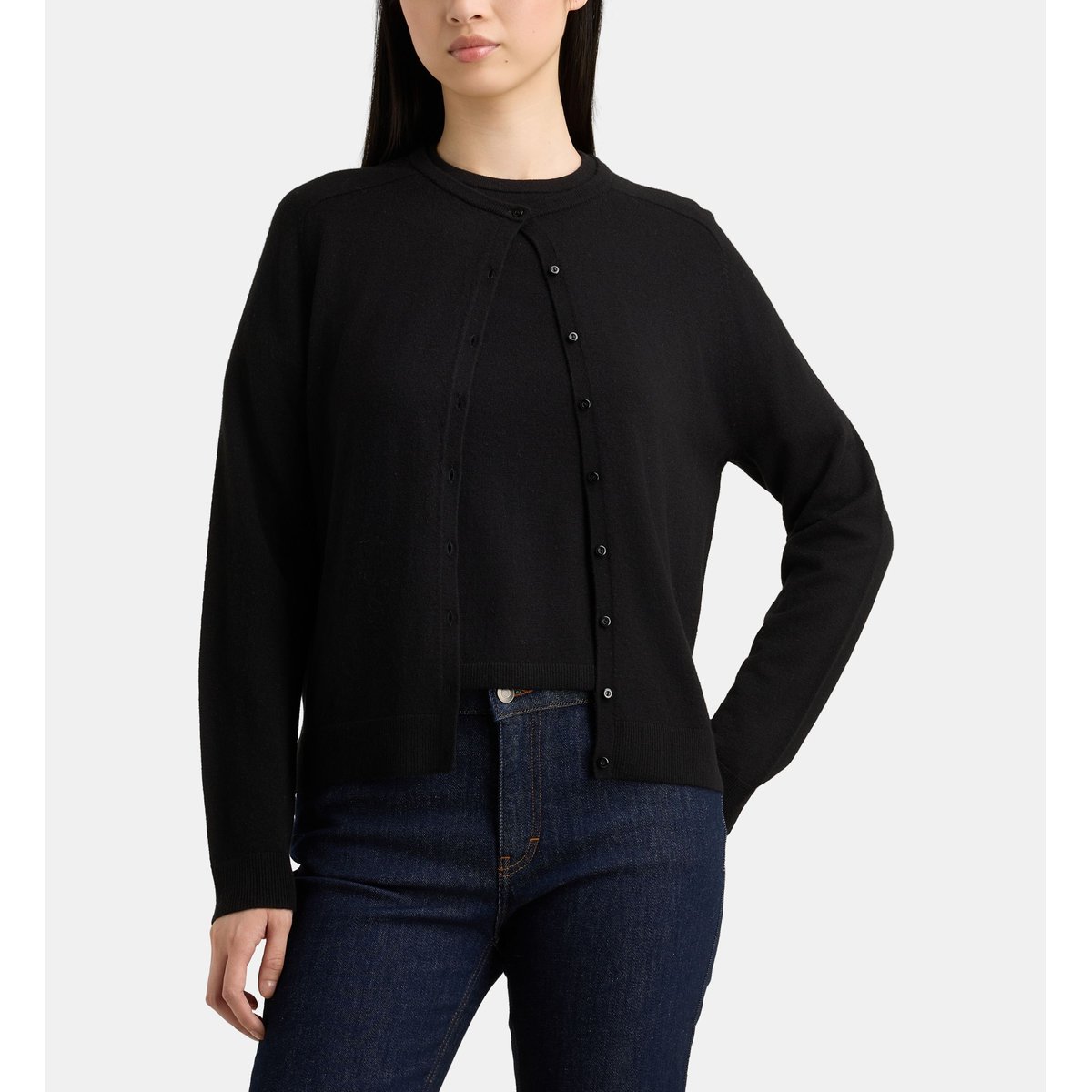 Cardigan elsa en fine laine noir, GALERIES LAFAYETTE